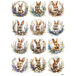 papier ryżowy A-4 3370 zajaczki wianki