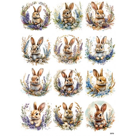 papier ryżowy A-4 3370 zajaczki wianki