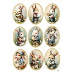 papier ryżowy A-4 3468 zajączki ramka owal