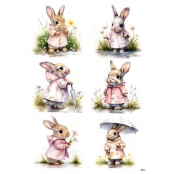 papier ryżowy A-4 0977 zajączek z parasolką