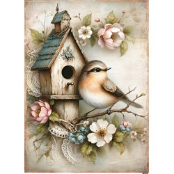 papier ryżowy A-5 722 ptaszek z domkiem