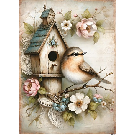 papier ryżowy A-5 722 ptaszek z domkiem