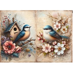 papier ryżowy A-5 729 ptaszek z gałązce