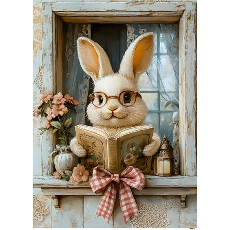 papier ryżowy A-5 9963 zając czyta