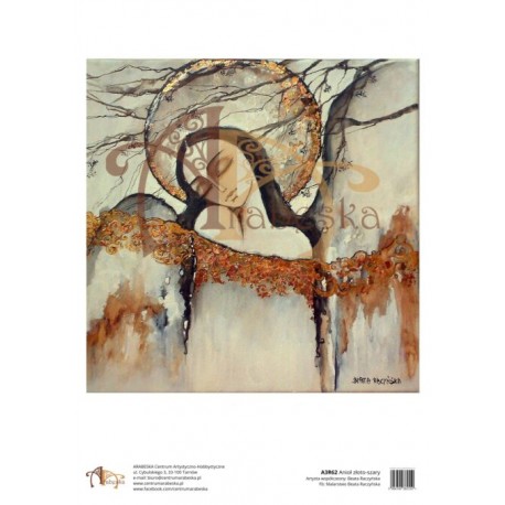 ***papier ryżowy A-3 r62 anioł złoto-szary