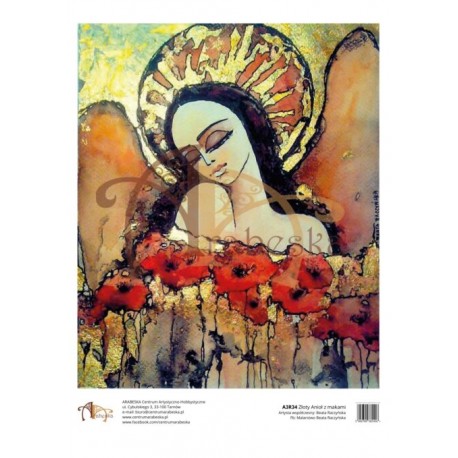 ***papier ryżowy A-3 r34 złty anioł z makami