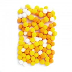 pompony 1 cm/120 szt kolor mix żółty