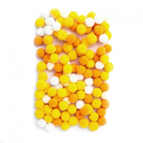pompony 1 cm/120 szt kolor mix żółty