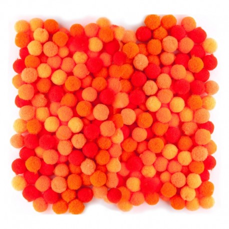 pompony 1 cm/120 szt kolor mix pomarańczowy