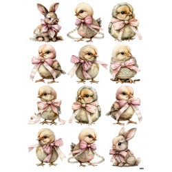 papier ryżowy A-4 3035 kurczaki z kokardami