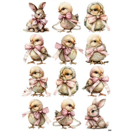 papier ryżowy A-4 3035 kurczaki z kokardami