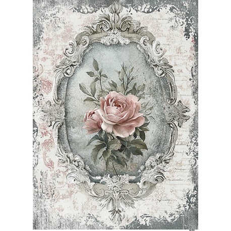 papier ryżowy A-4 8123 róża w ramie
