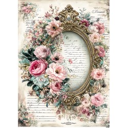 papier ryżowy A-4 17295 ramka kwiatowa