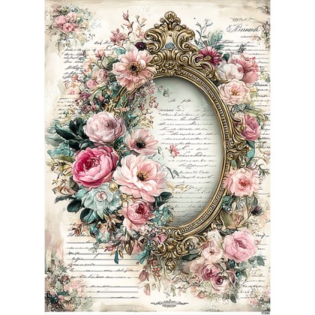 papier ryżowy A-4 17295 ramka kwiatowa