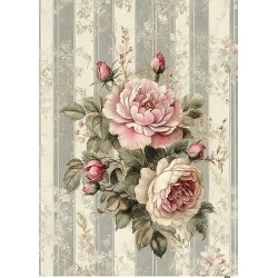 papier ryżowy A-4 8054 róża,paski tło