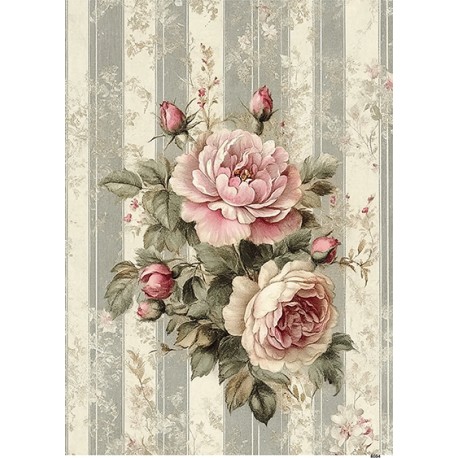 papier ryżowy A-4 8054 róża,paski tło