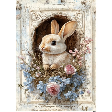 papier ryżowy A-4 9351 zajączek w ramce