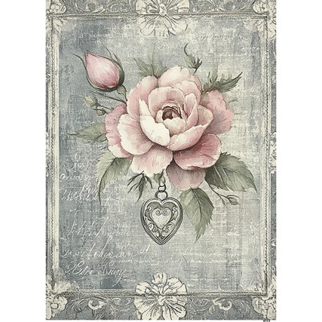 papier ryżowy A-4 8113 róża,serduszko