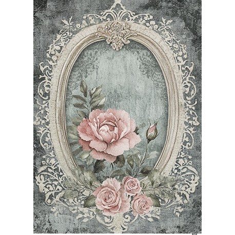 papier ryżowy A-4 8118 róża ramka