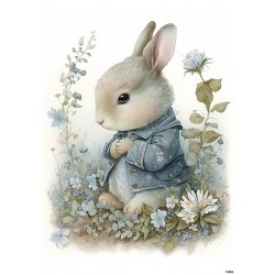 papier ryżowy A-4 13556 zajączek w kwiatach