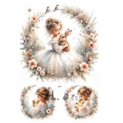 papier ryżowy A-4 id-7551 ramka,dziewczynka