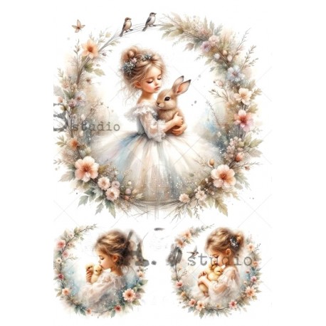 papier ryżowy A-4 id-7551 ramka,dziewczynka