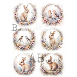 papier ryżowy A-4 id-7531 wianek,zajączki