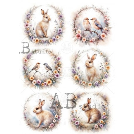 papier ryżowy A-4 id-7531 wianek,zajączki