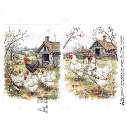 papier ryżowy A-4 id-7520 kury na podwórku