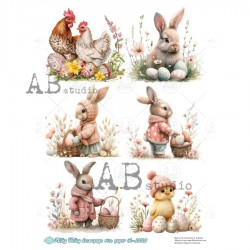 papier ryżowy A-4 id-1028 zajączki w czapkach