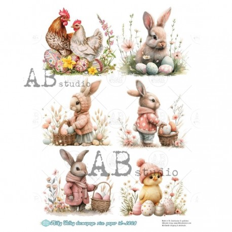 papier ryżowy A-4 id-1028 zajączki w czapkach