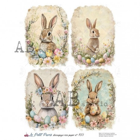 papier ryżowy A-4 no.109 zające z jajeczkami