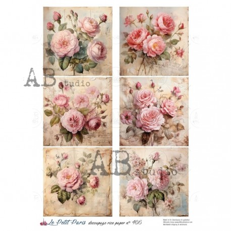 papier ryżowy A-4 no.406 kwiatowe kwadraty