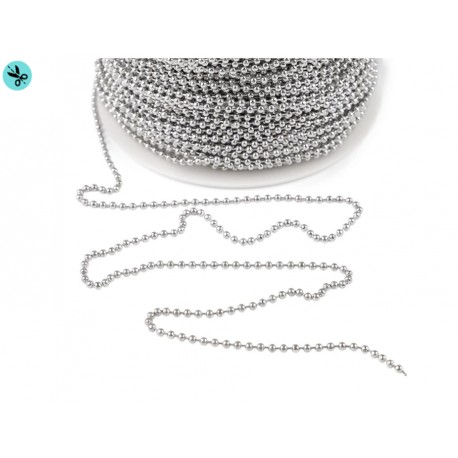 łańcuszek kulkowy srebrny 2mm -cena za 1m