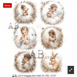 papier ryżowy A-4 id-7552 dziewczynka z zajączkiem ramka