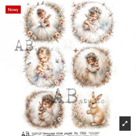 papier ryżowy A-4 id-7552 dziewczynka z zajączkiem ramka
