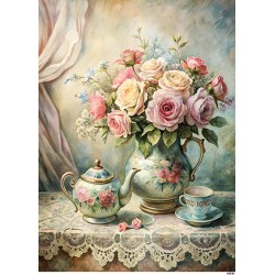 papier ryżowy A-5 18191 dzbanek, kwiaty