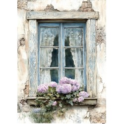 papier ryżowy A-5 9547 okno z hortensją