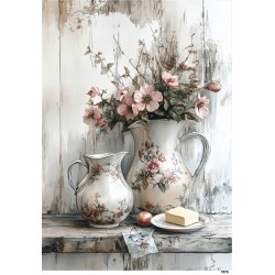 papier ryżowy A-5 7676 dzbanki z kwiatami