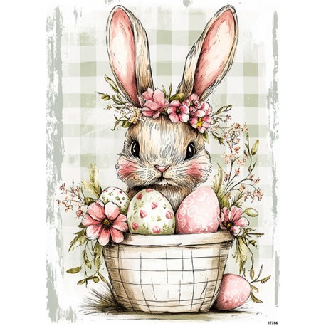 papier ryżowy A-5 17764 zajączek z koszem jajek