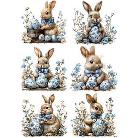 papier ryżowy A-5 4071 zajączki z pisankami