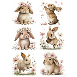 papier ryżowy A-5 4231 zajączki kwiaty