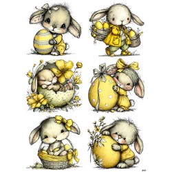 papier ryżowy A-5 4191 zajączki,żółte jajka
