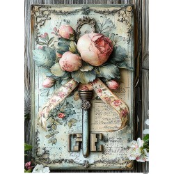 papier ryżowy A-5 11503 klucz z różami