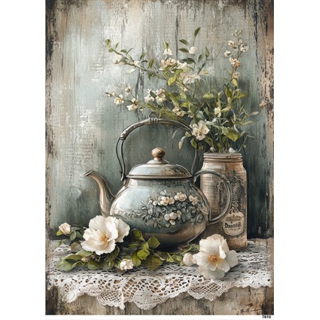 papier ryżowy A-5 7610 imbryk,wazon,kwiaty