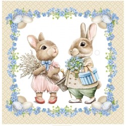 serwetka 33*33 zajączki z bukietem kwiatów