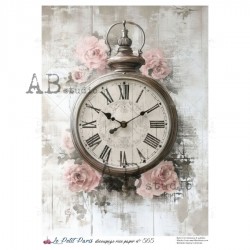 papier ryżowy A-4 no.565 zegar,róże