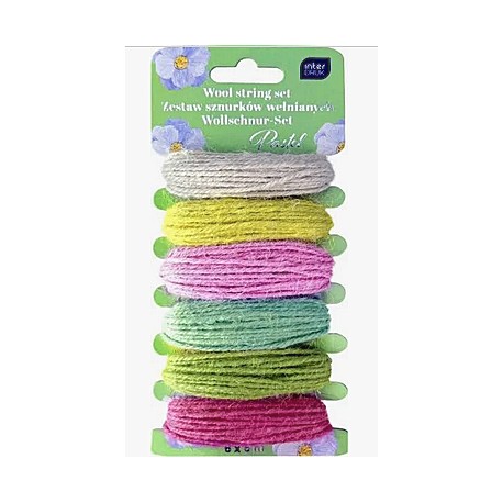 zestaw sznurki wełniane 6-kol-5 m