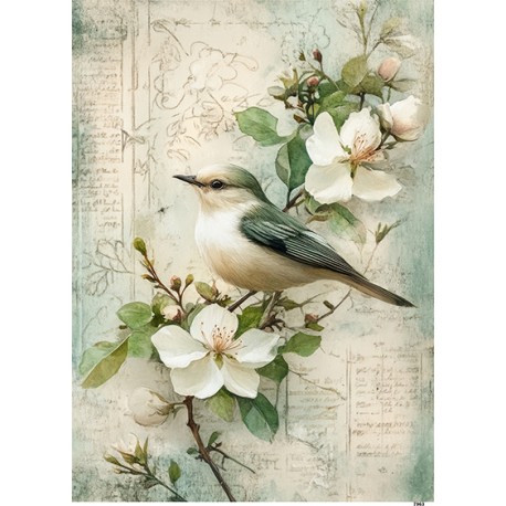 papier ryżowy A-5 7963 ptaszek,gałązka