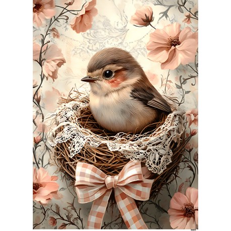 papier ryżowy A-5 9805 ptaszek w gniazdku